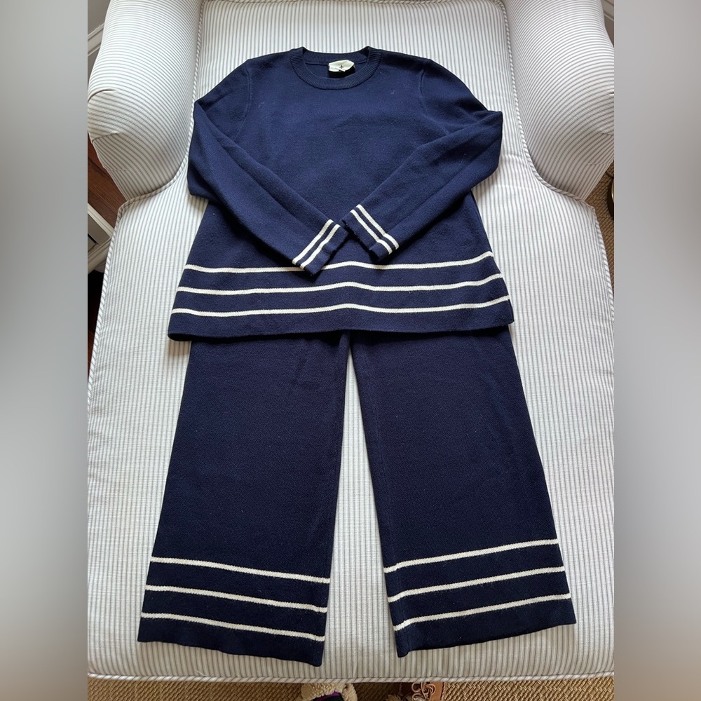 Tuckernuck Navy and White Striped Matching Knit Set